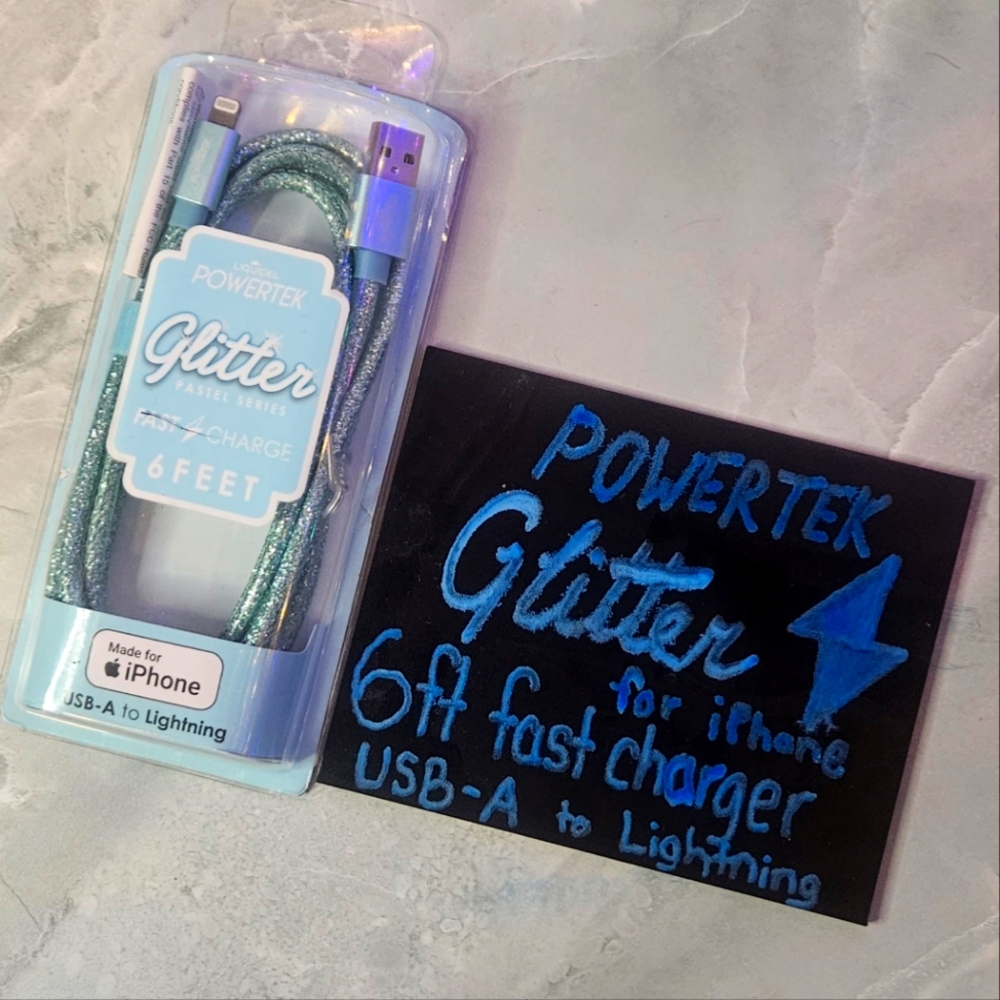 Liquipel Powertek: 6ft Charging Cord, Blue, USB-A to Lightning FOR iPHONE